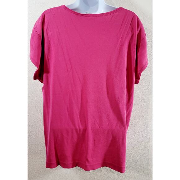 Chico's Pink V Neck Short Capped Sleeves Top 2 Large 12 14 Lightweight Soft - Picture 2 of 6